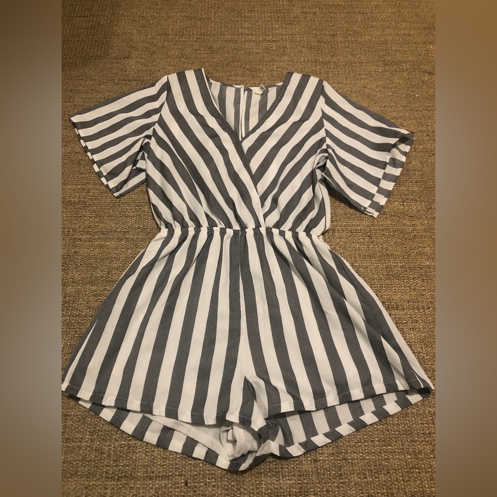 striped glam romper